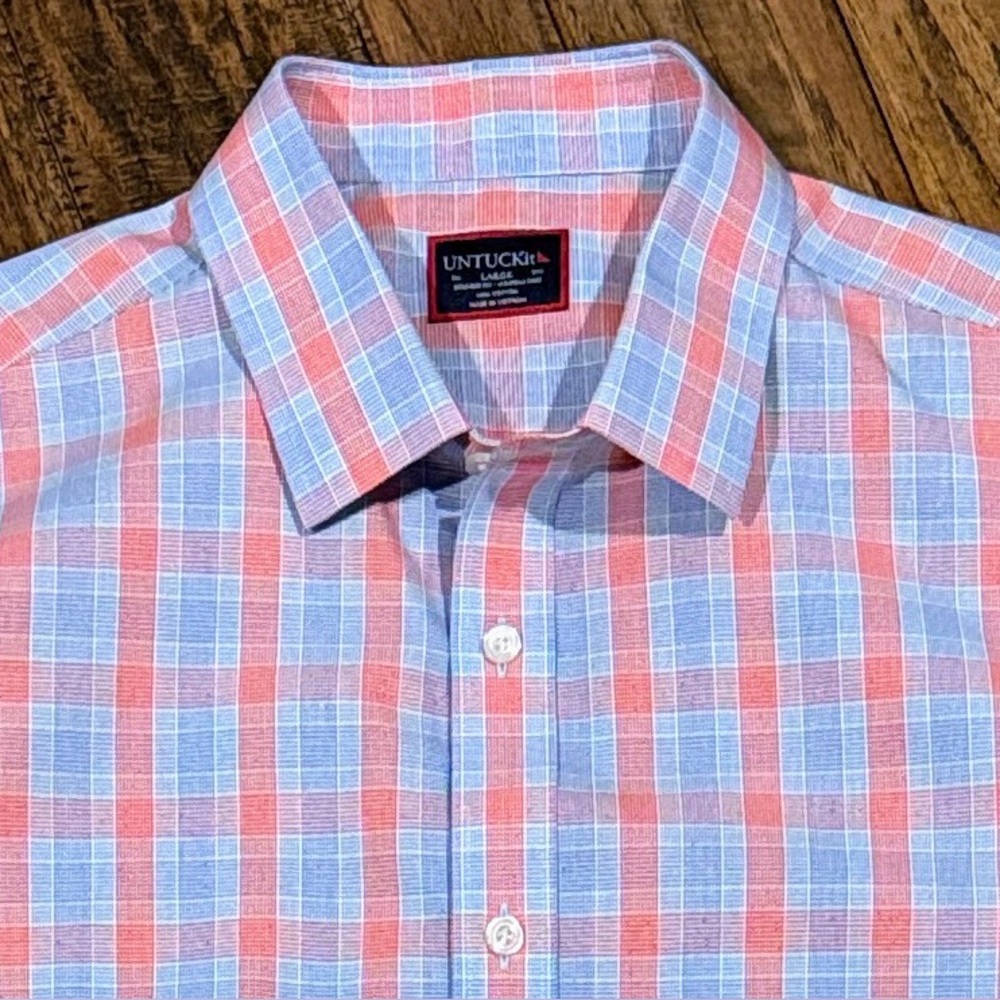 UNTUCKit Men's Large Plaid Wrinkle-Free Button Up Shirt EXCELLENT CONDITION!